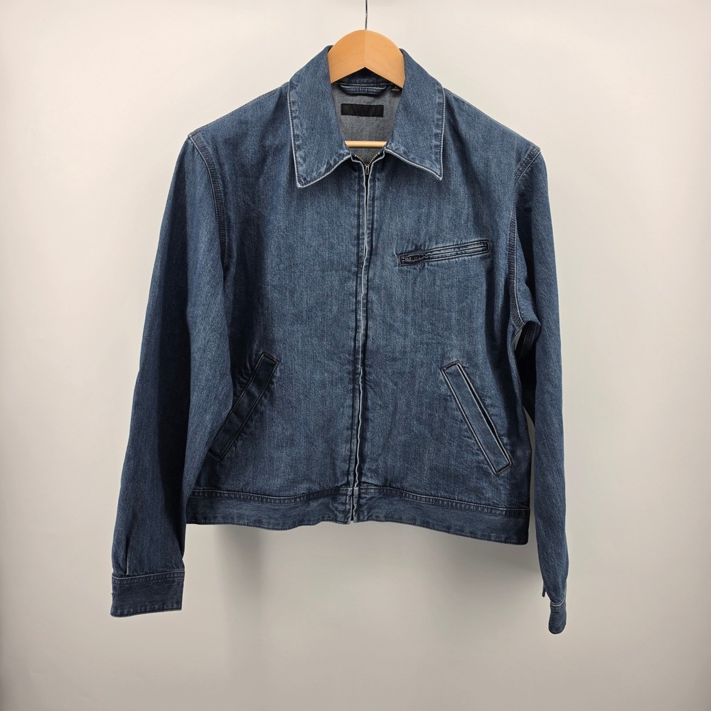 Uniqlo Mens Blue Denim Zip Up Blouson Jacket Size Small Workwear